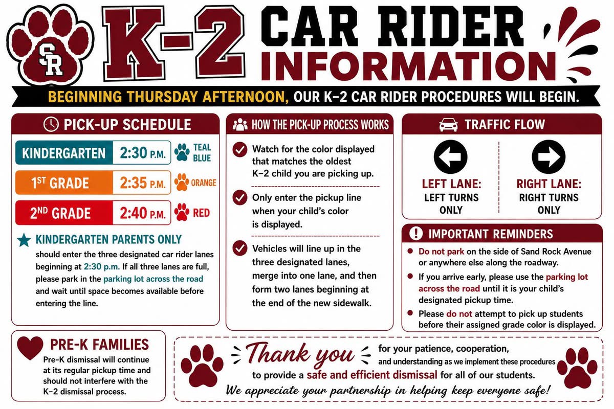 K-2 Car Rider Information Flyer