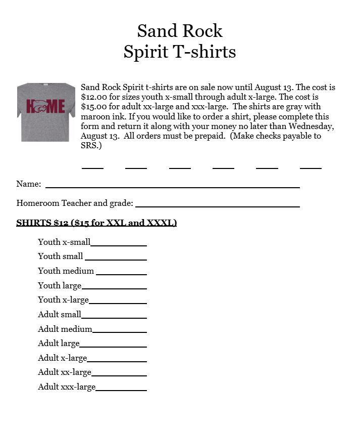 Spirit TShirt Order Form Flyer