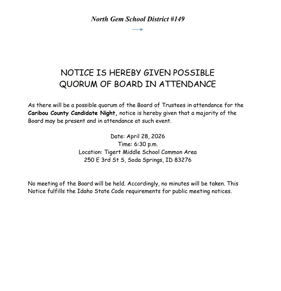 Notice of possible quorum 