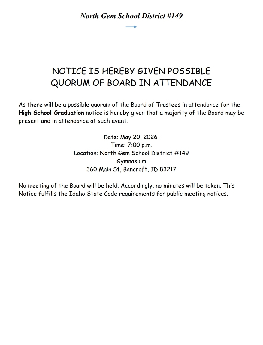Notice of Possibly Quorom