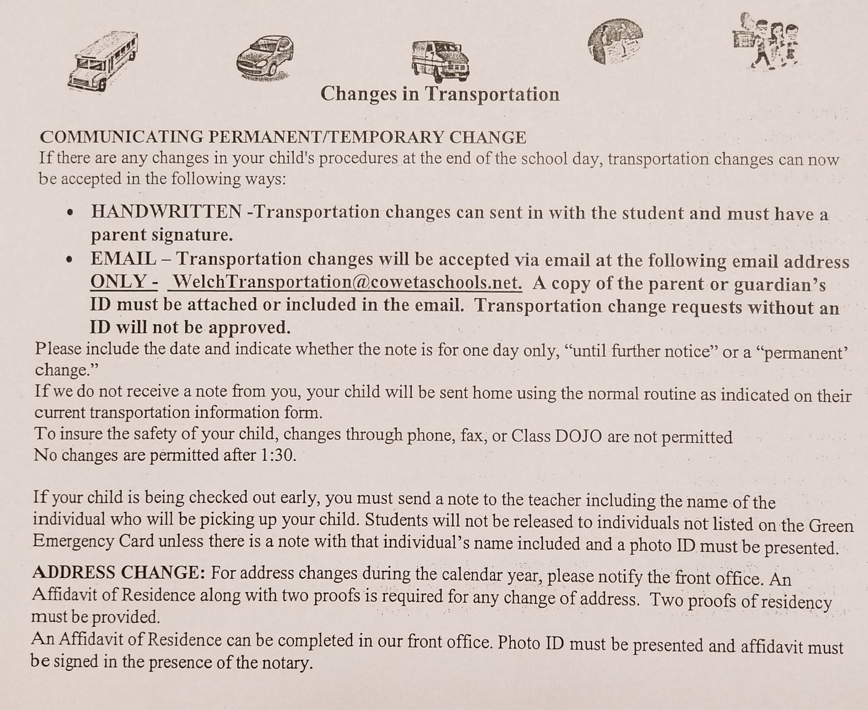 Transportation Changes: Click Here