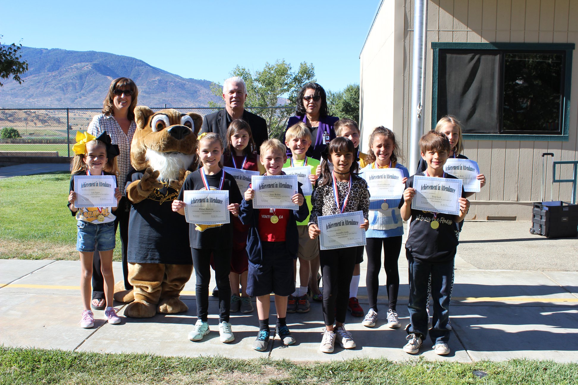 front of school- children and awards