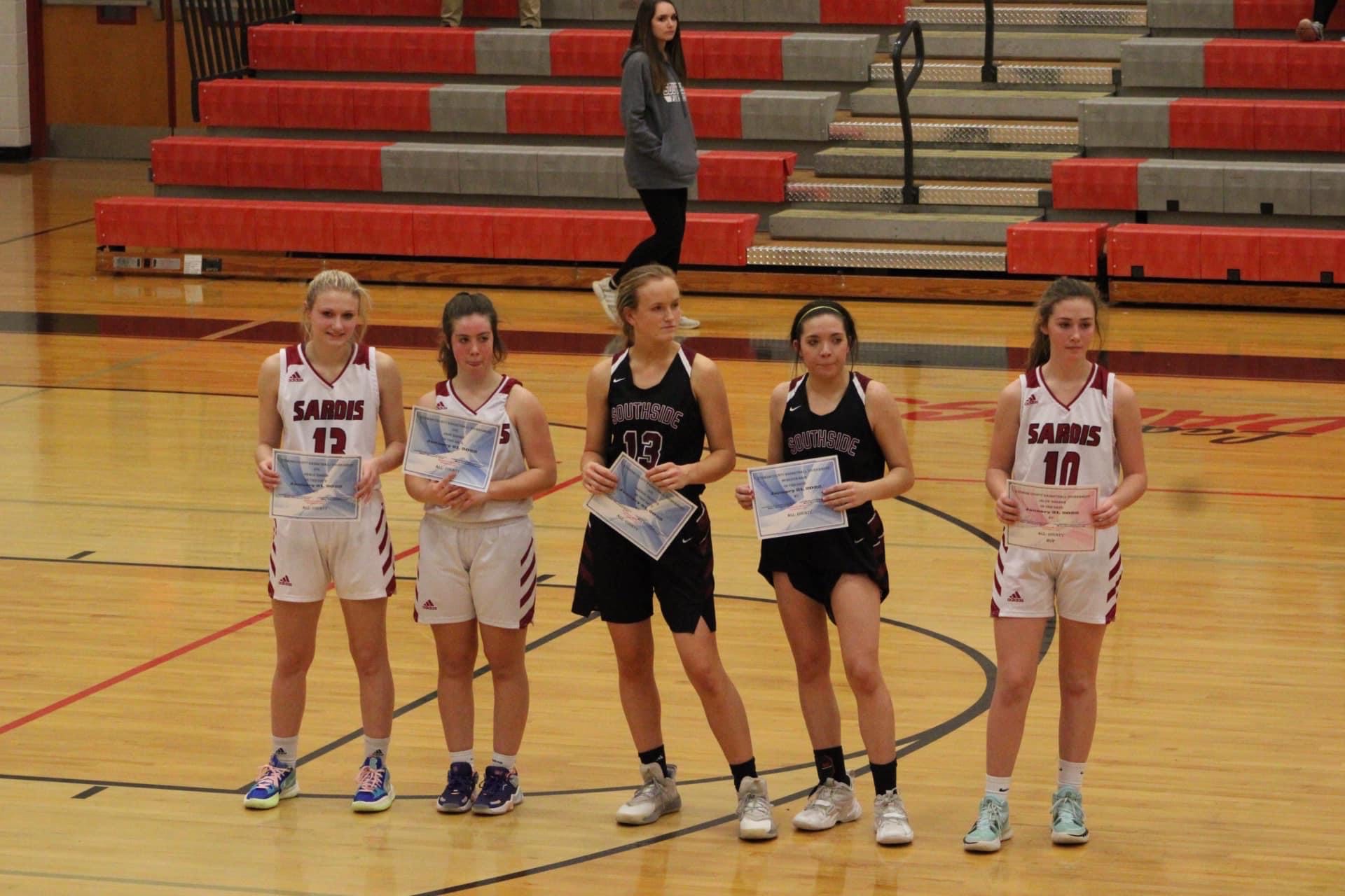 Congratulations to Grace Harris, Jade Knight, and Jalyn Hannah (MVP) for being chosen to the JV Girls All County Team
