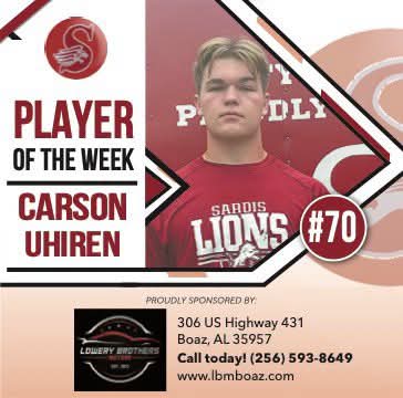 Carson Uhiren Chosen as Sand Mountain Leader Player of the Week