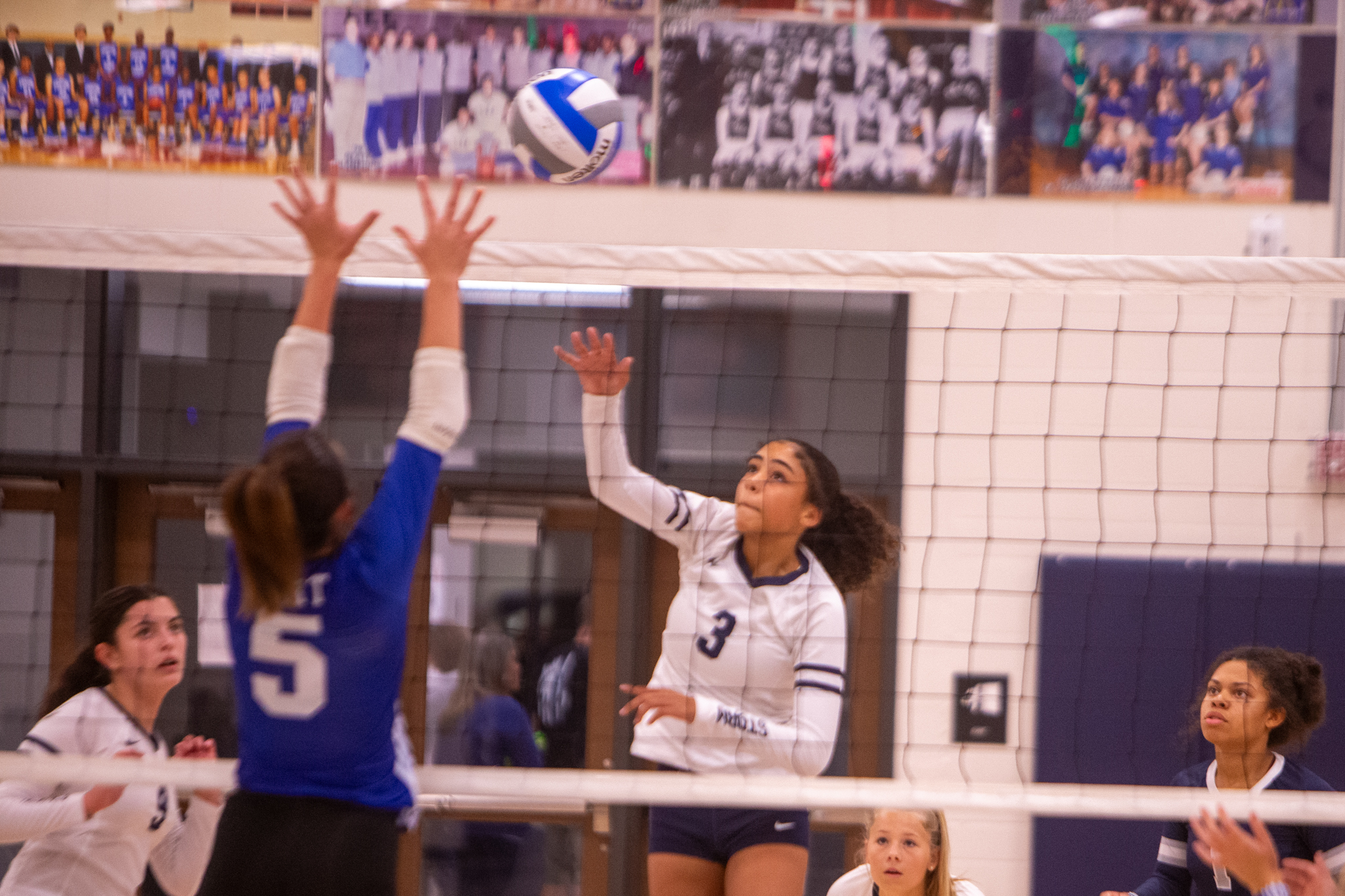 Hitting volleyball over the net