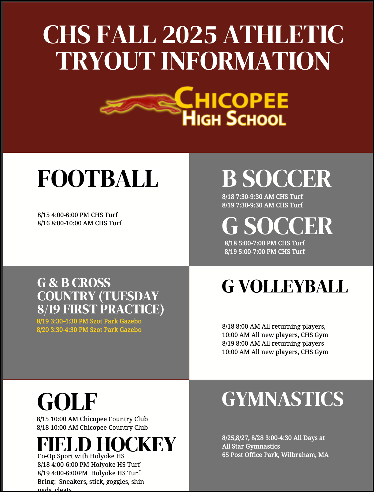sports tryout bulletin