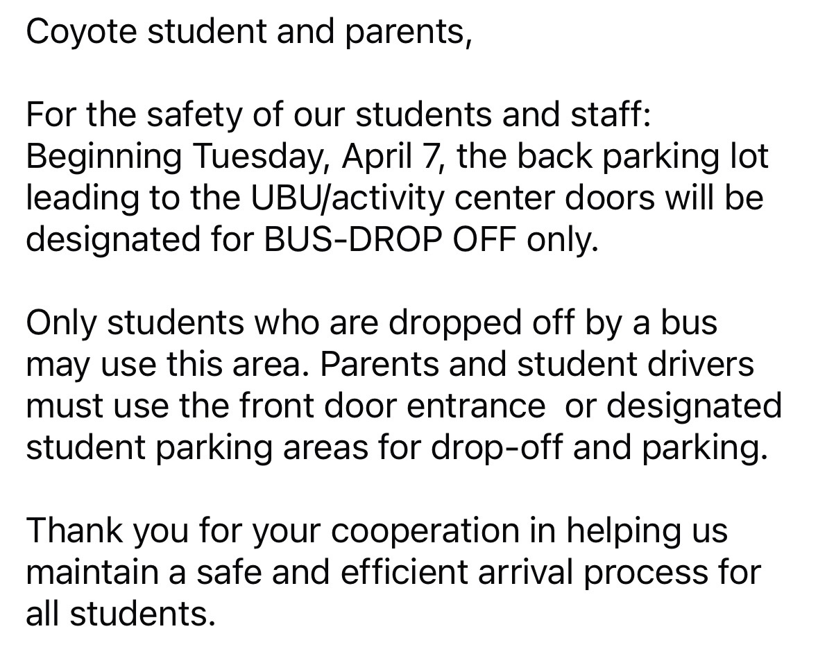 Bus Drop Off Areas 