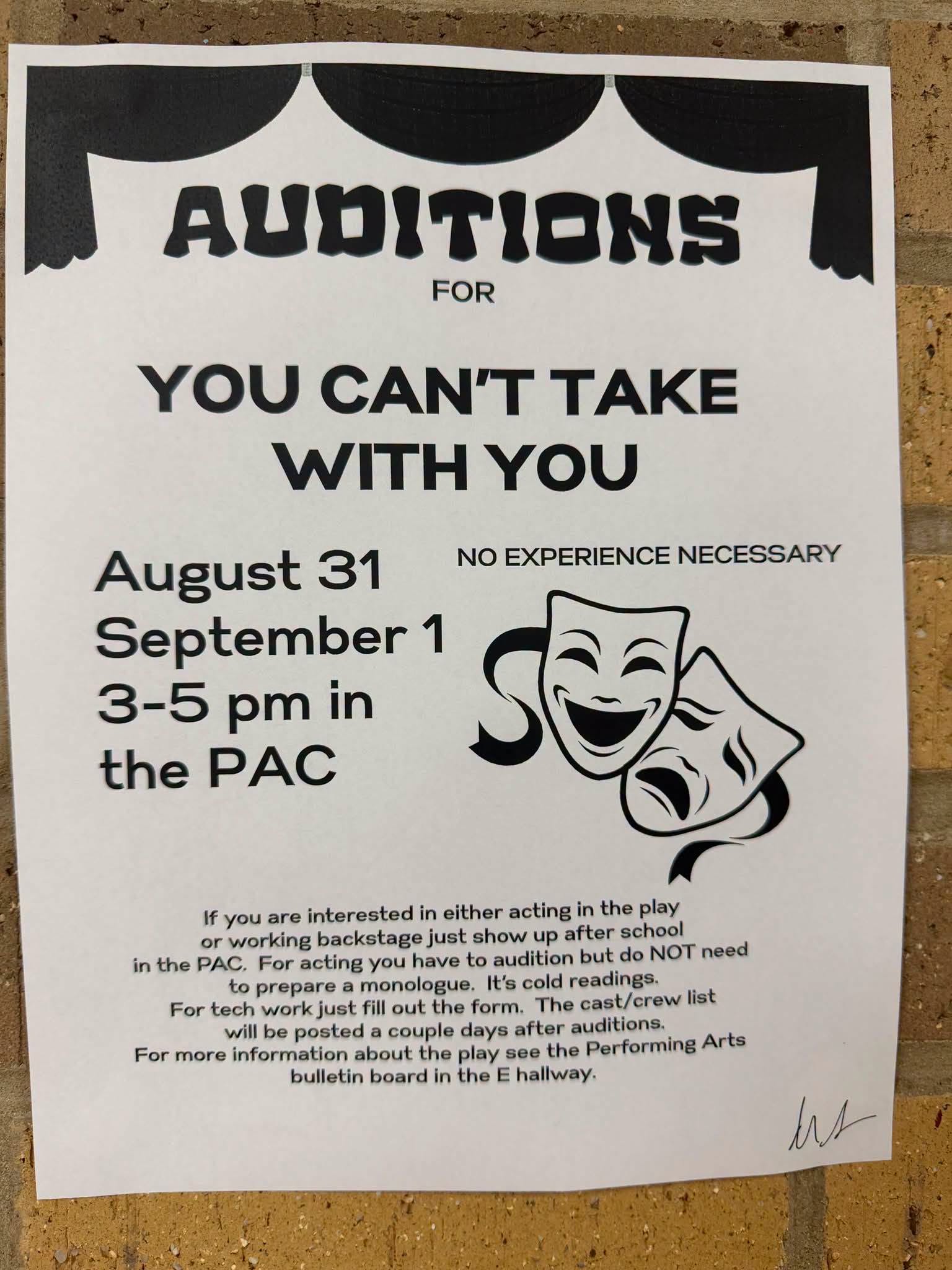 Performing arts is holding auditions