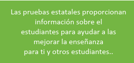 Las pruebas estatales proporcionan información sobre el estudiantes para ayudar a las mejorar la enseñanza para ti y otros estudiantes.