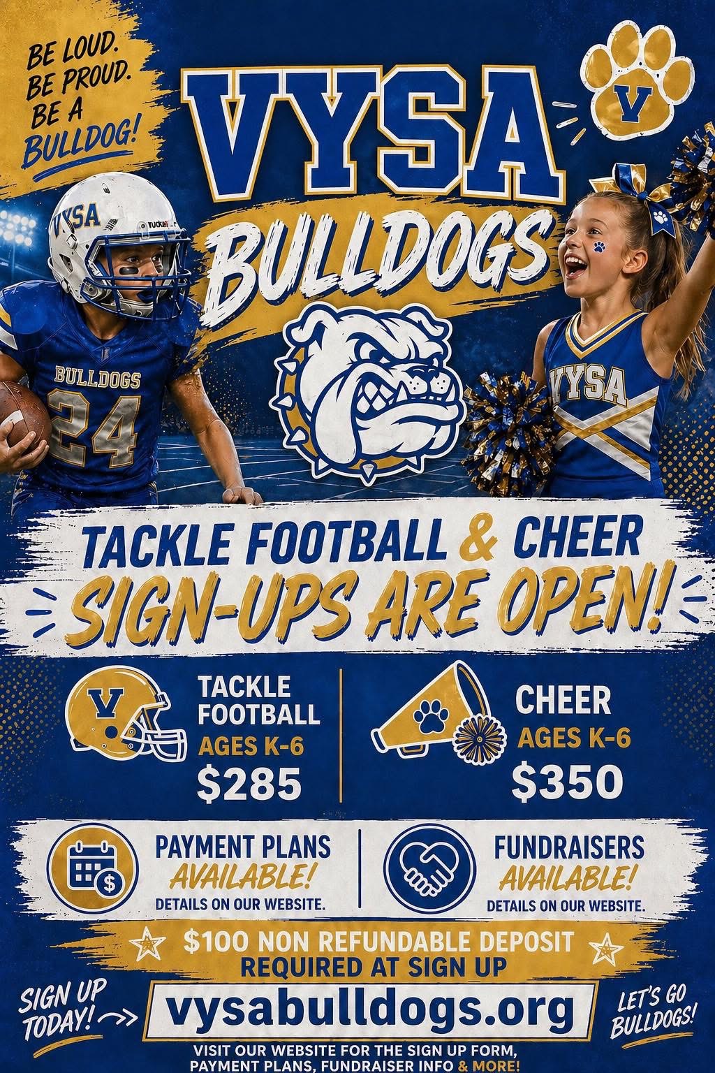 VYSA Football Signup flyer