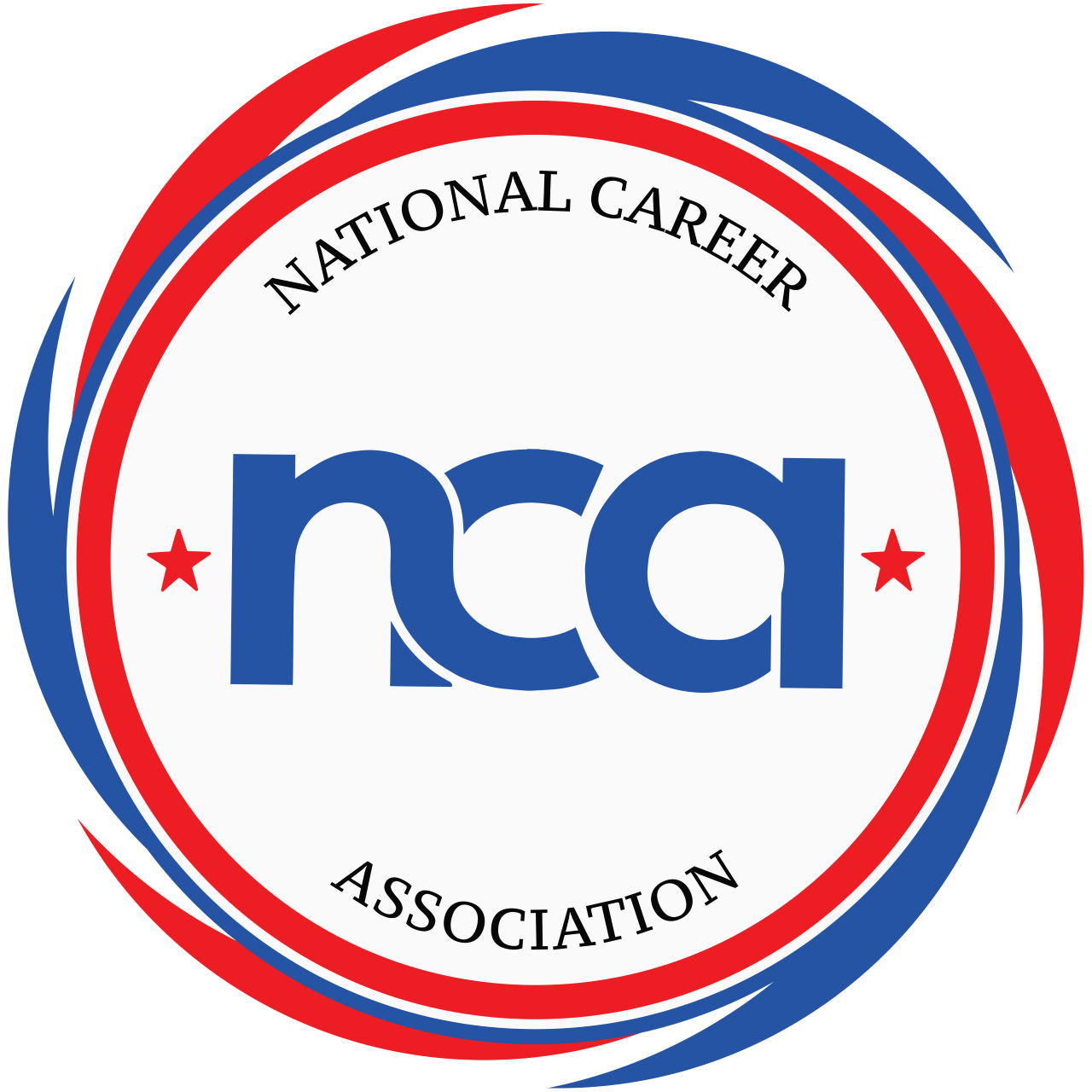 NATIONAL CAREER ASSOCIATION LOGO RED WHITE AND BLUE ON BLACK