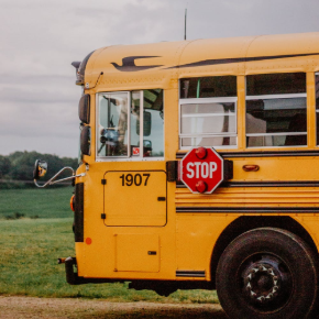 Front of a flat front school bus