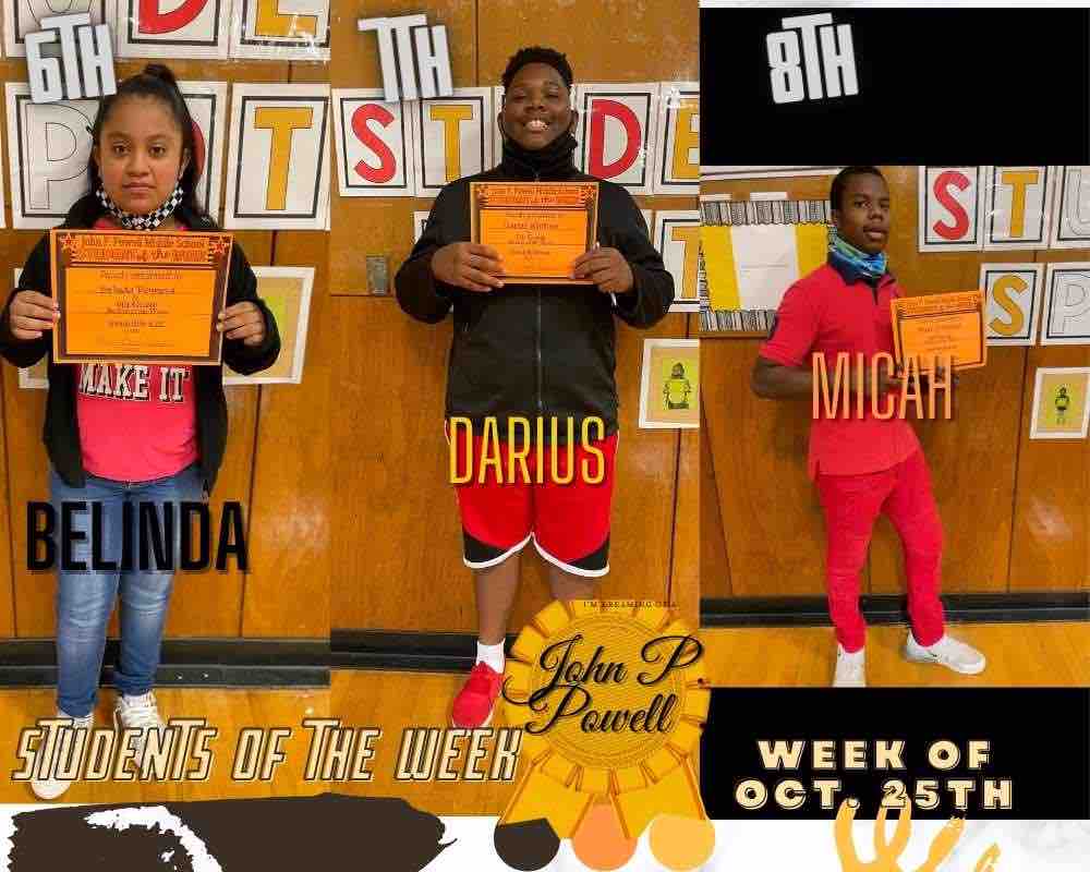 STUDENTS OF THE WEEK FOR OCTOBER