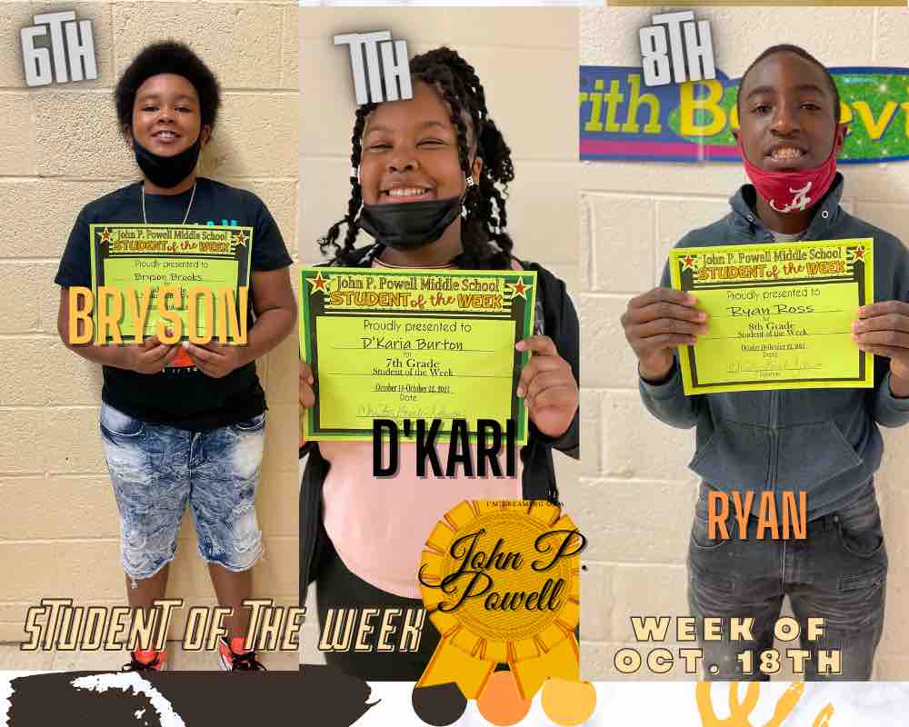 STUDENTS OF THE WEEK FOR OCTOBER