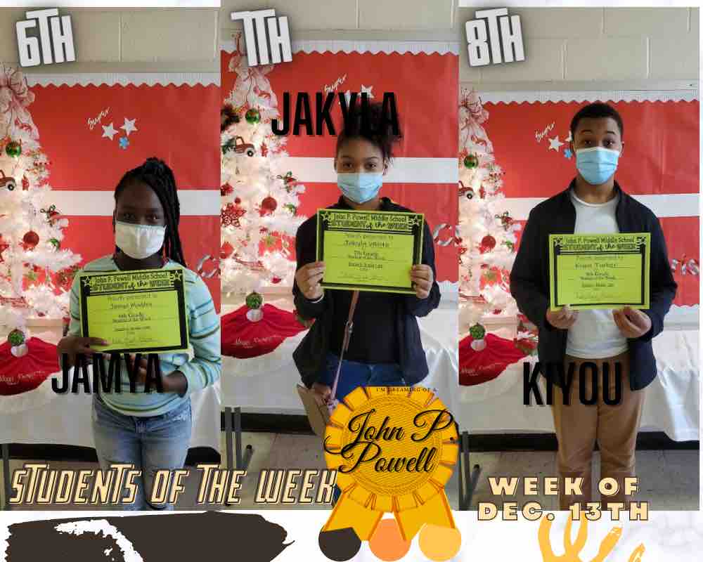 STUDENTS OF THE WEEK FOR DECEMBER