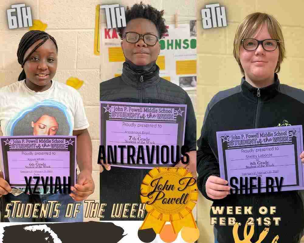 STUDENTS OF THE WEEK FOR FEBRUARY