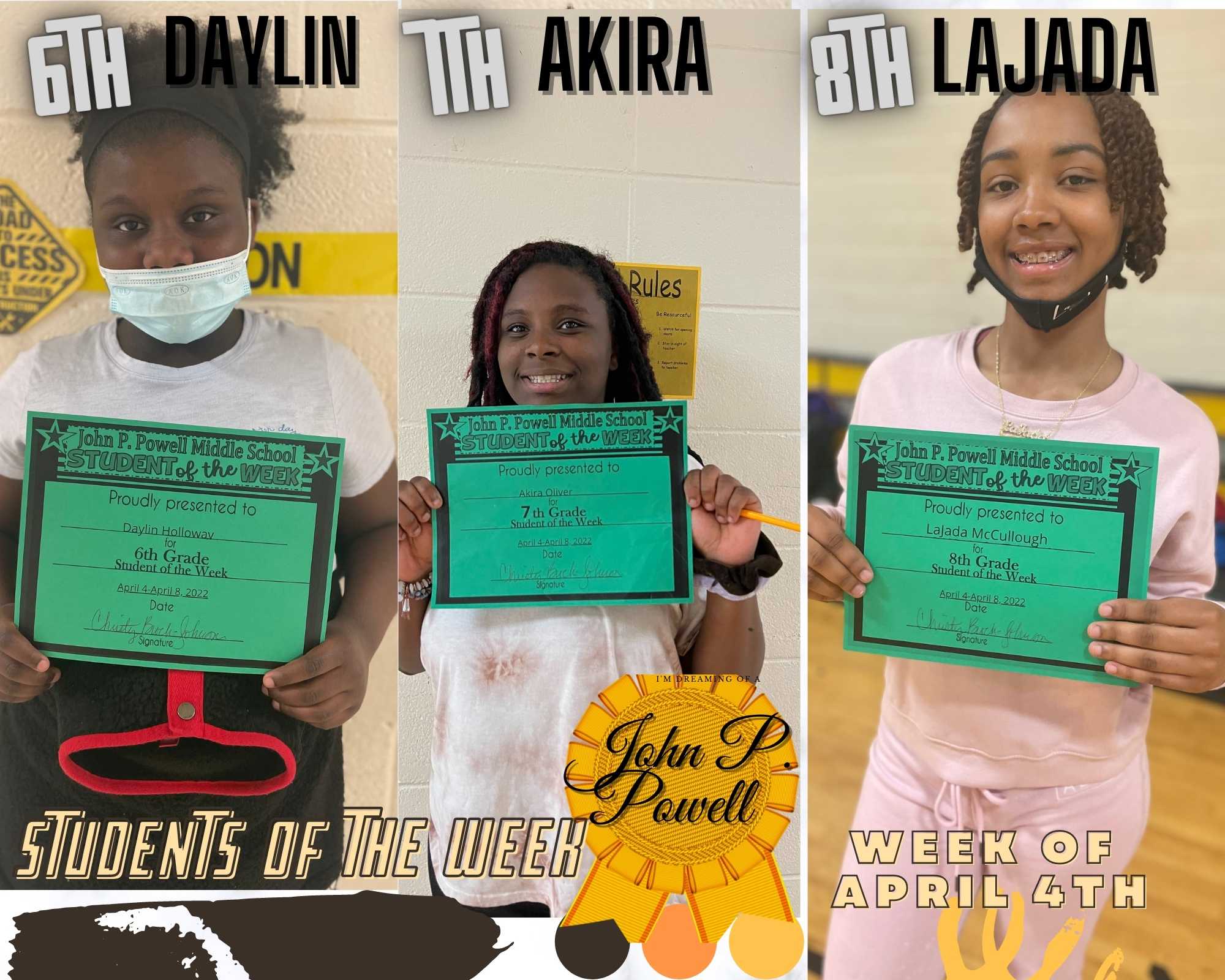 STUDENTS OF THE WEEK FOR APRIL