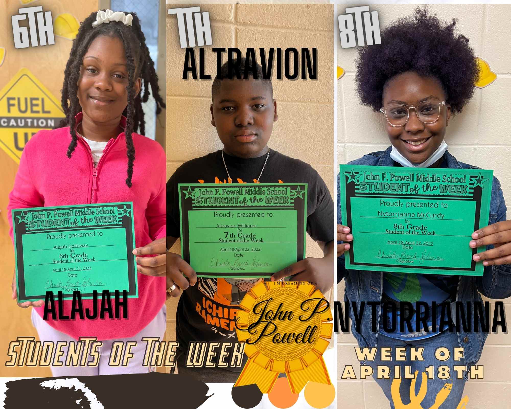 STUDENTS OF THE WEEK FOR APRIL