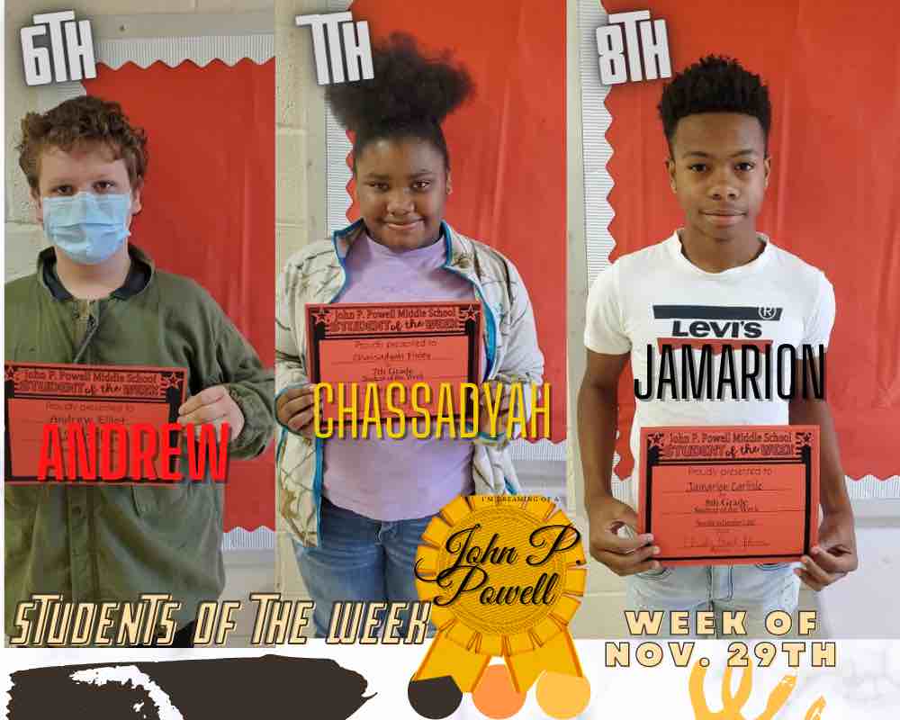 STUDENTS OF THE WEEK FOR NOVEMBER