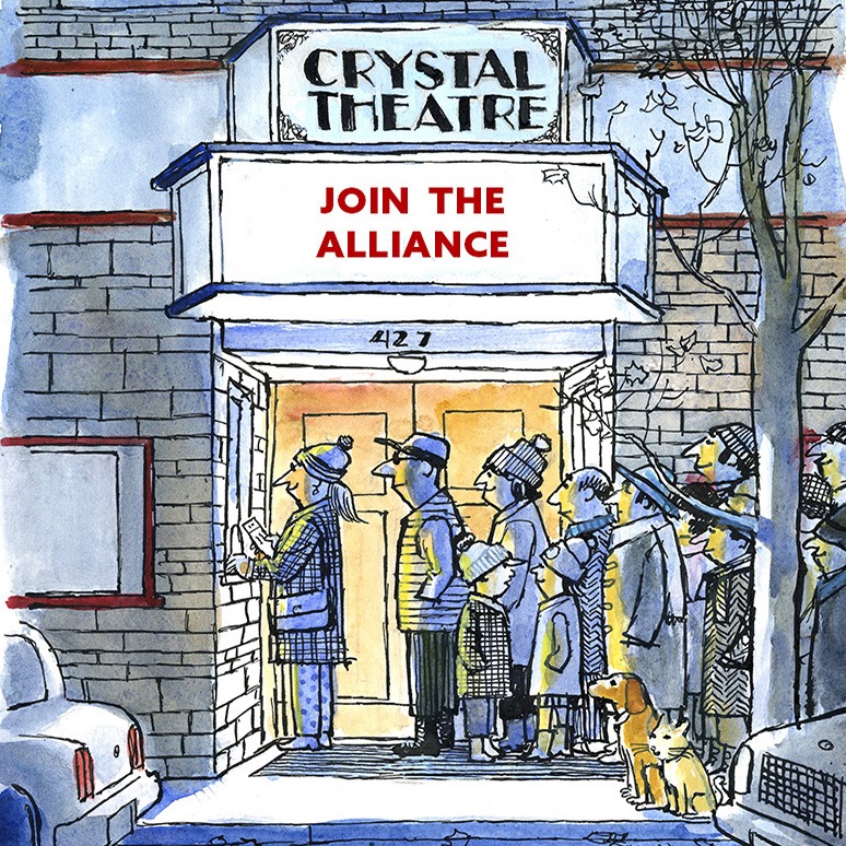 People lined up outside a theater