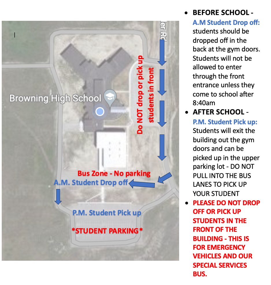 Browning High School Pick Up & Drop Off Info