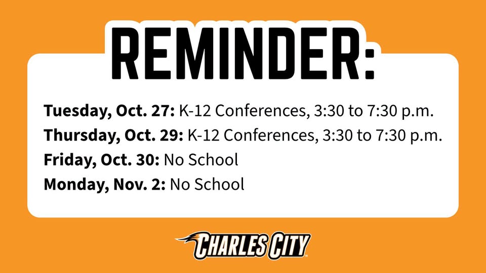 Reminder of K-12 Conferences and No School Days
