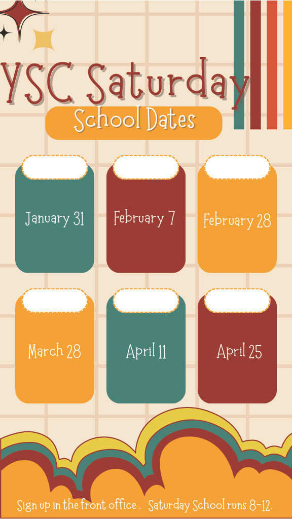 Saturday School Schedule
