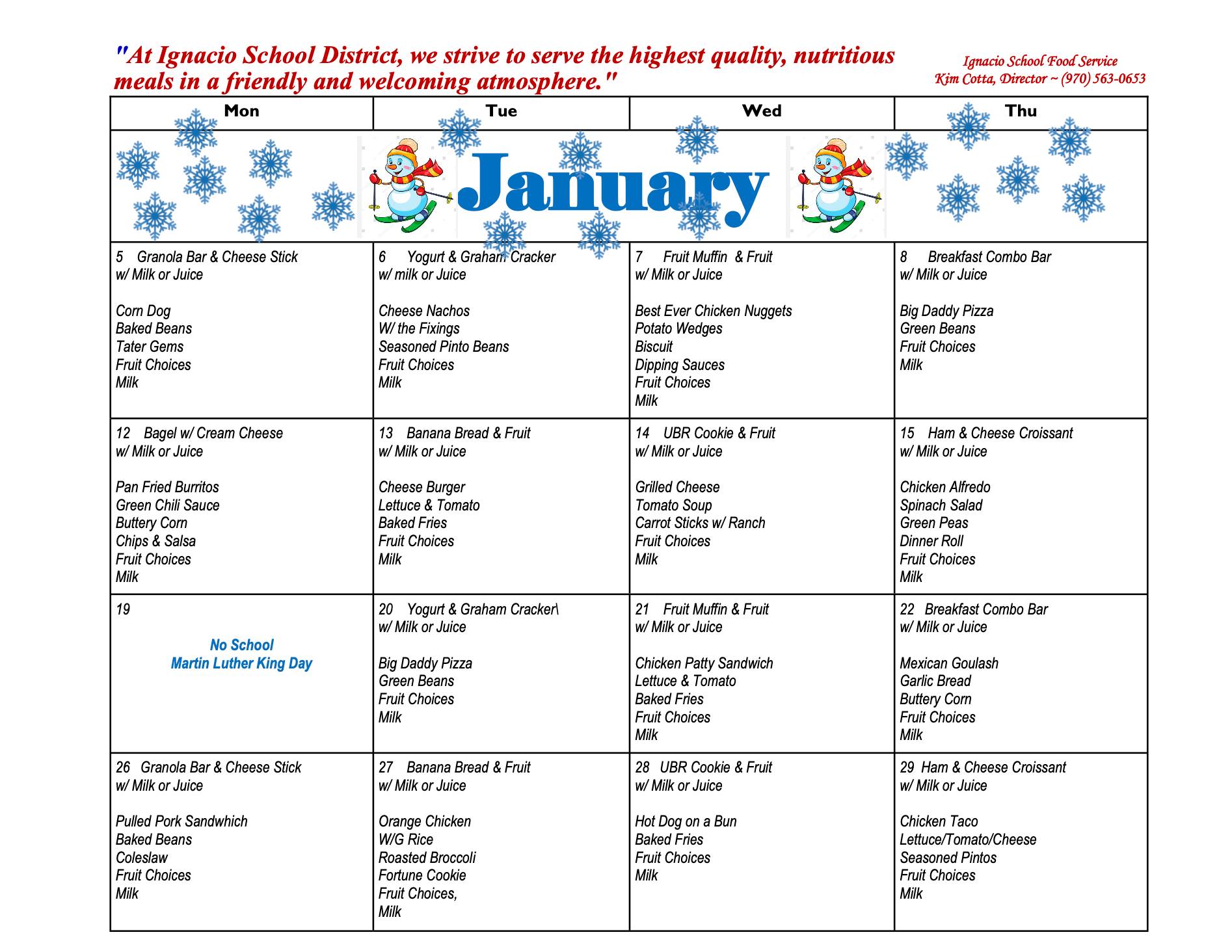 January Menu