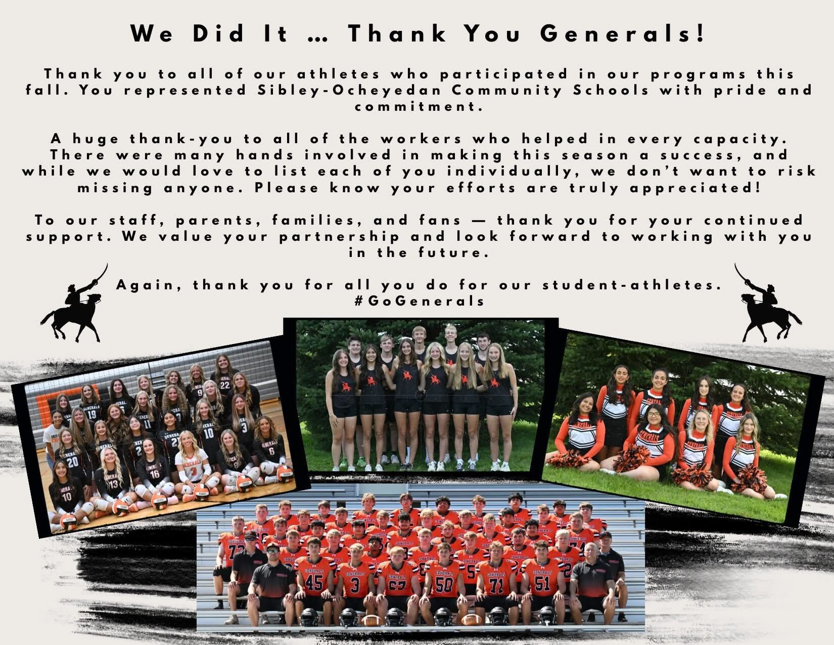 Congratulations to our Fall Athletes