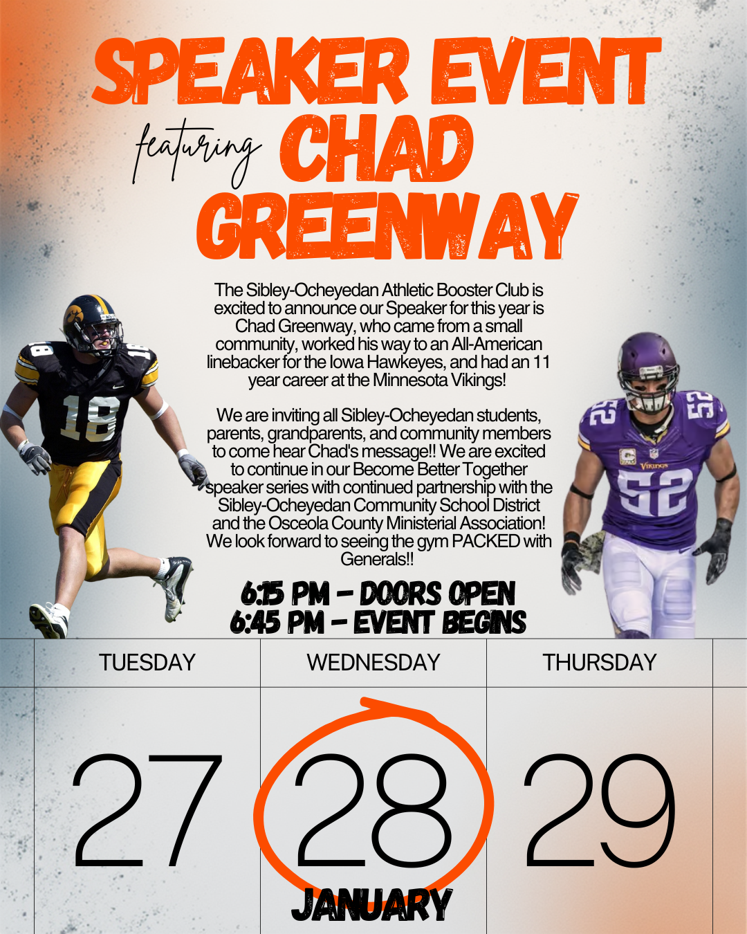 Chad Greenway to Speak