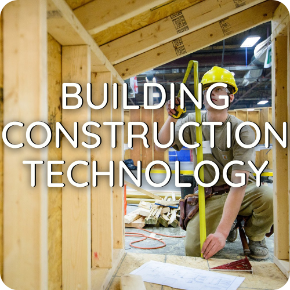 Building construction Technology image of guy with tape measure working on the job site.