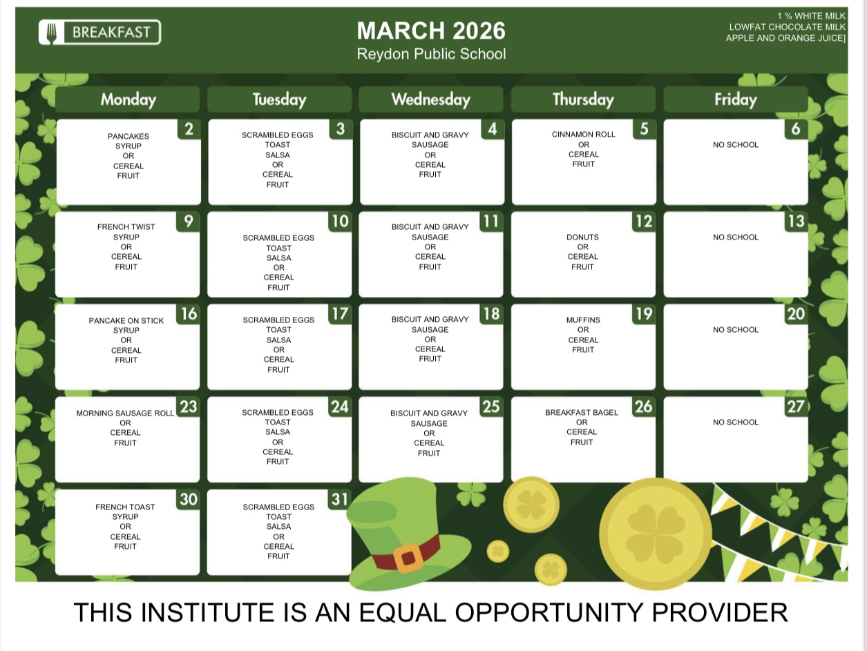 March Breakfast Menu