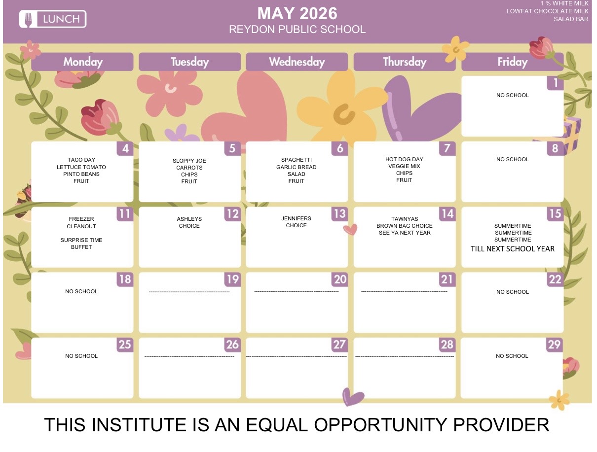 May Lunch Menu