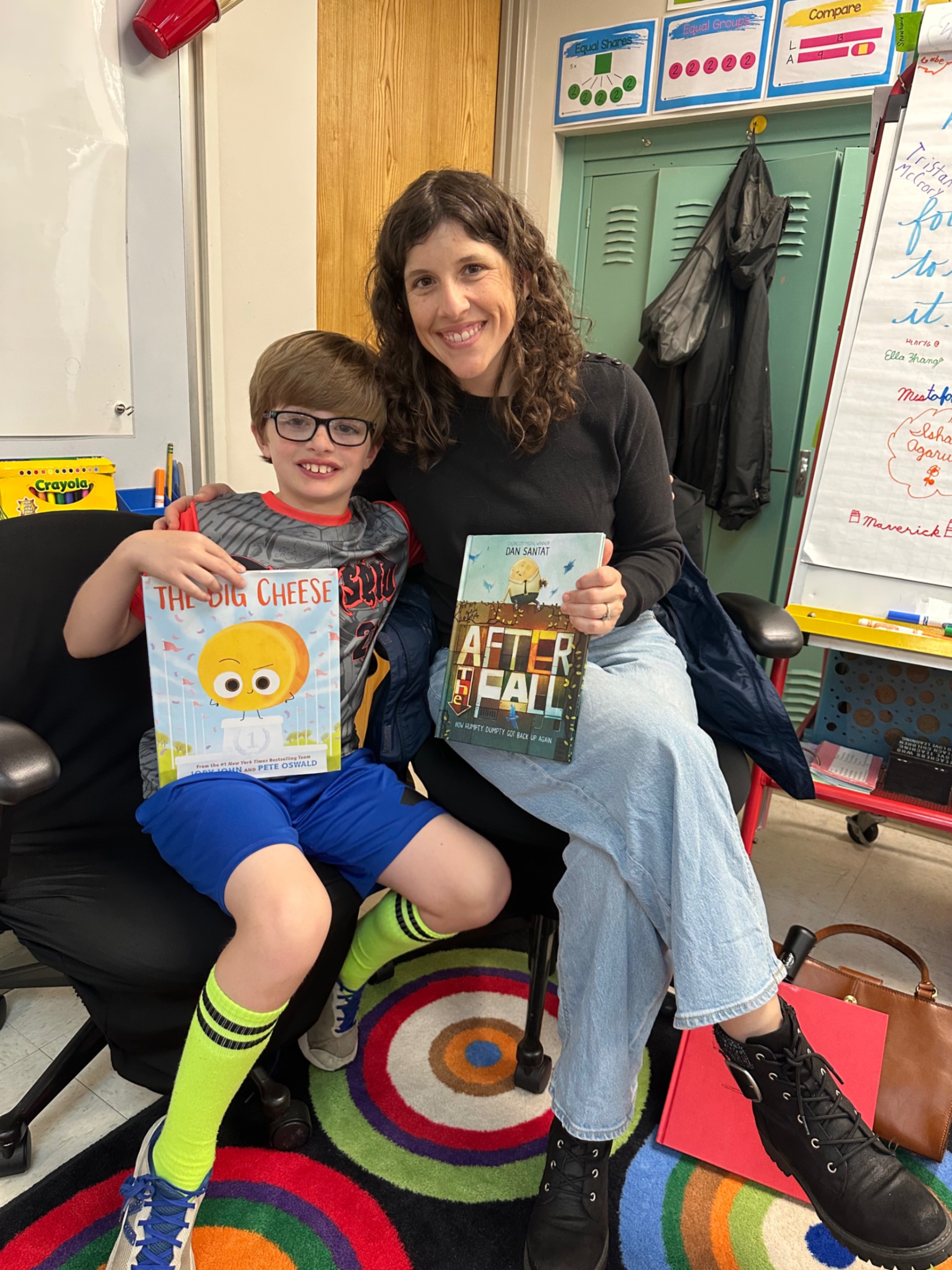 Mrs. Hertzfeld read The Big Cheese by Jory John and After the Fall by Dan Santat