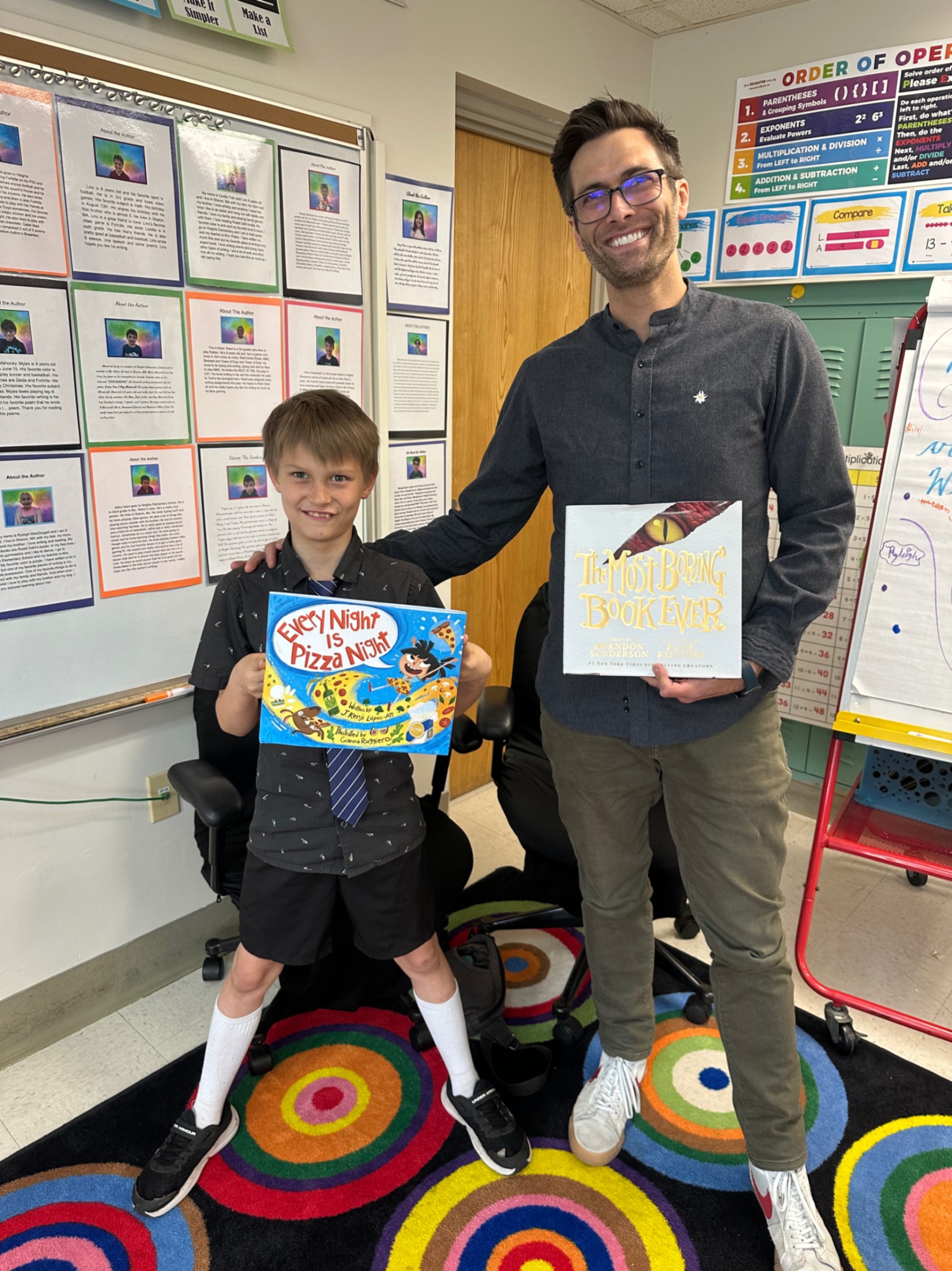  Mr. McCrory  read The Most Boring Book Ever by Brandon Sanderson and Every Night is Pizza Night by  J. Kenji Lopez-Alt